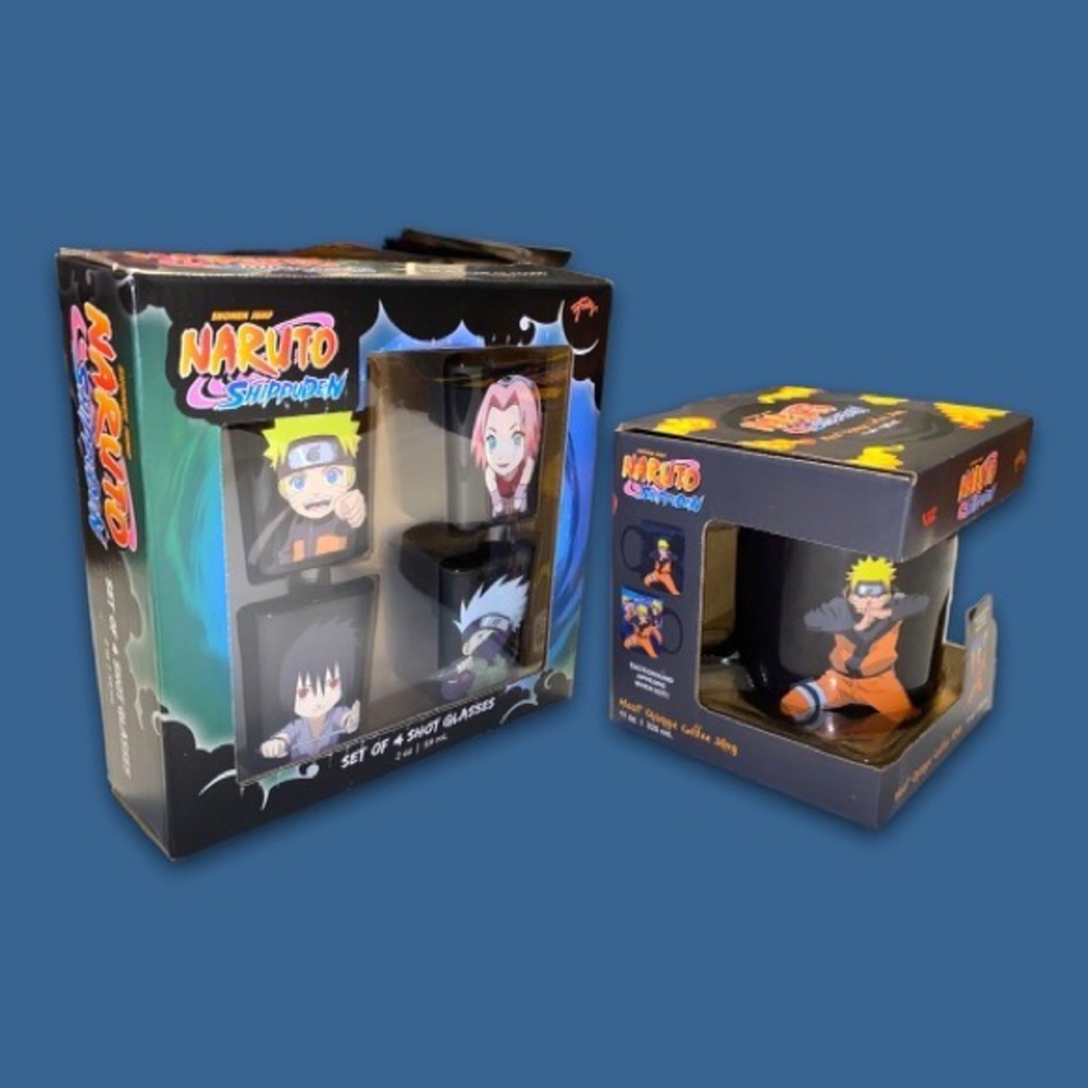 Naruto Shippuden Heat-Change Coffee Mug 11oz and Shot Glass of 4 Set